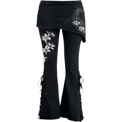 Black - Front - Spiral Direct Womens-Ladies Pure Of Heart 2 in 1 Bootcut Leggings