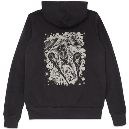 Black - Back - Captain Marvel Unisex Adult Linocut Hoodie