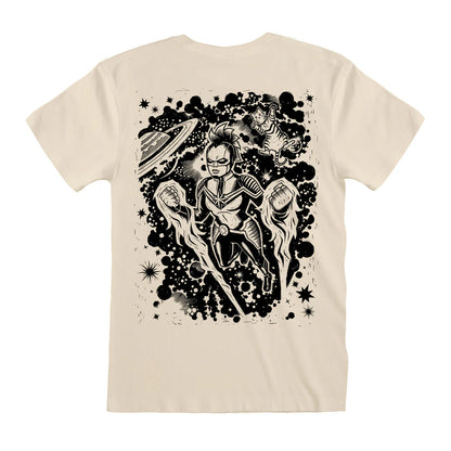 White - Back - Captain Marvel Unisex Adult Linocut T-Shirt
