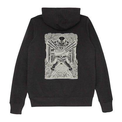 Black - Back - Wolverine Unisex Adult Linocut Hoodie