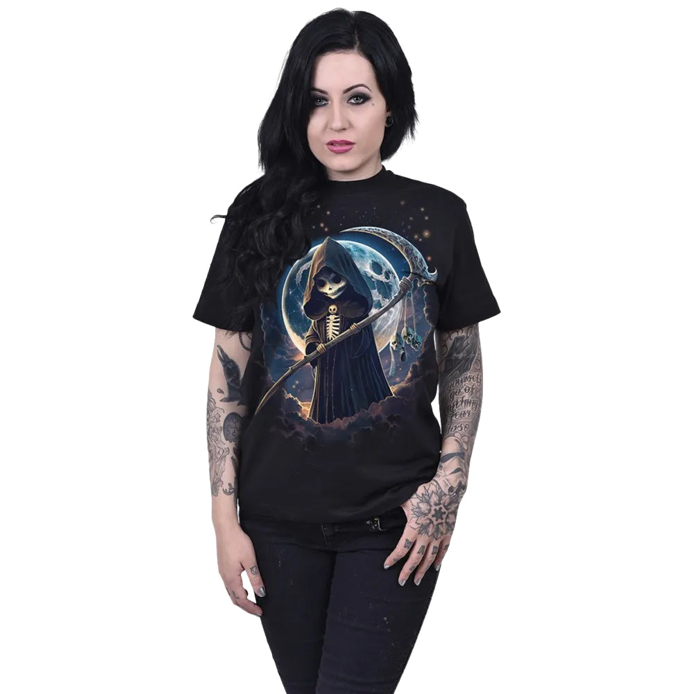 Black - Back - Spiral Unisex Adult Reaperette Short-Sleeved T-Shirt