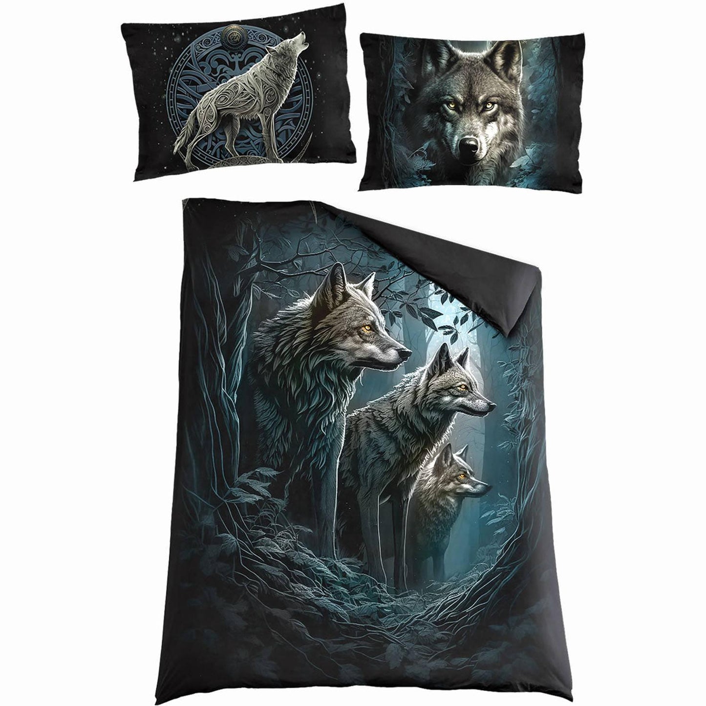 Black - Front - Spiral Direct Forest Guardians Duvet Cover Set