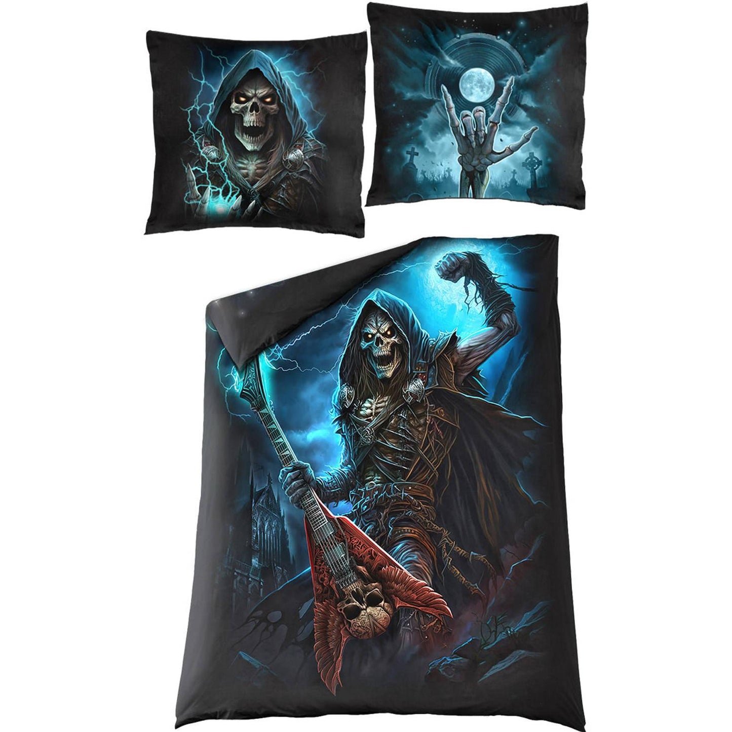 Black - Back - Spiral Direct Grim Rocker Duvet Cover Set