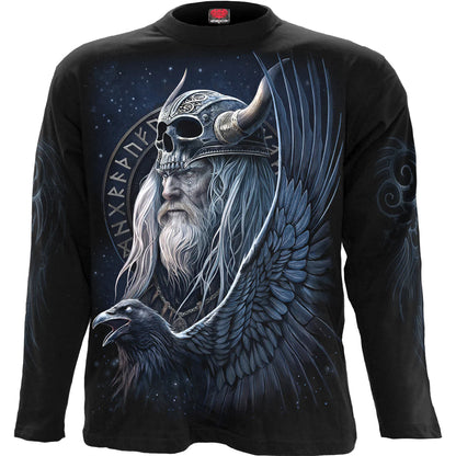 Black - Front - Spiral Direct Unisex Adult Odin´s Warrior Long-Sleeved T-Shirt