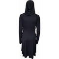 Black - Back - Spiral Direct Womens-Ladies Black Widow Gothic Hooded Dress