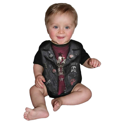 Black - Side - Spiral Direct Baby Biker Sleepsuit