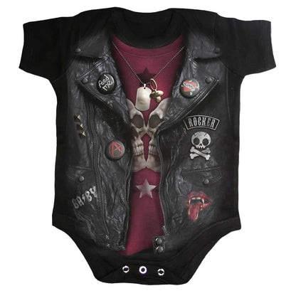 Black - Front - Spiral Direct Baby Biker Sleepsuit