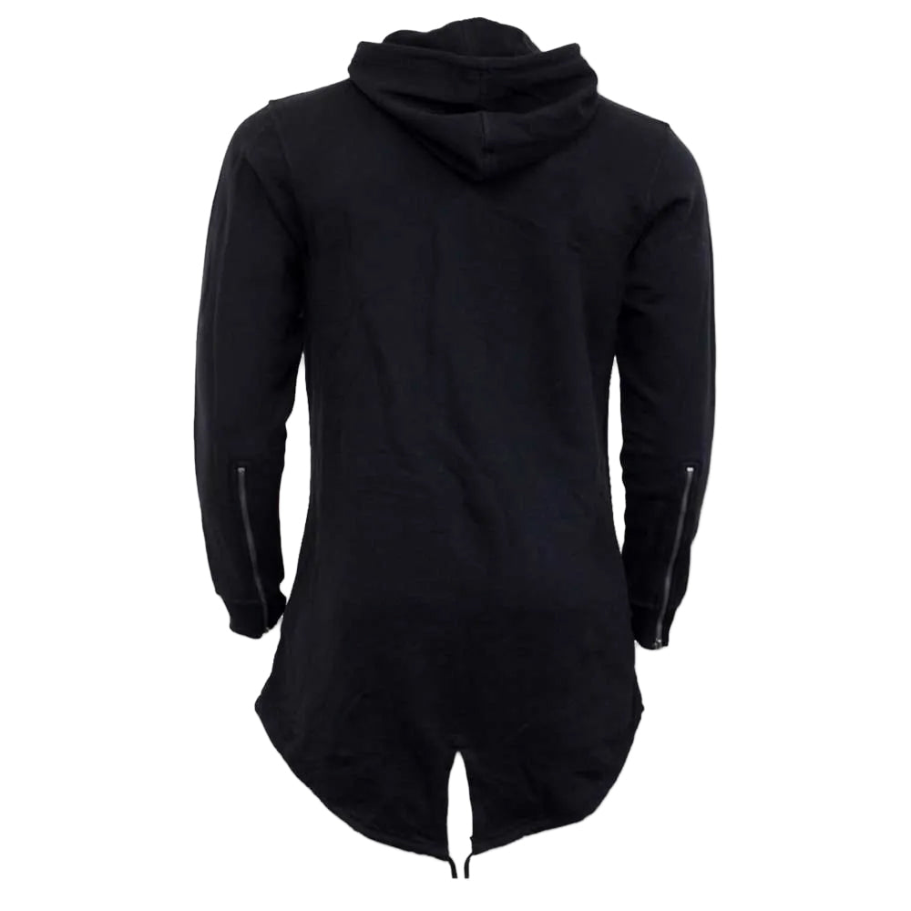 Black - Back - Spiral Womens-Ladies Gothic Rock Fishtail Full Zip Hoodie