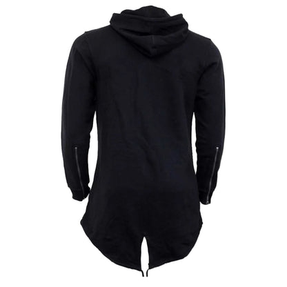 Black - Back - Spiral Womens-Ladies Gothic Rock Fishtail Full Zip Hoodie