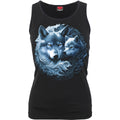 Black - Front - Spiral Womens-Ladies Wolf Guardian Sleeveless Top