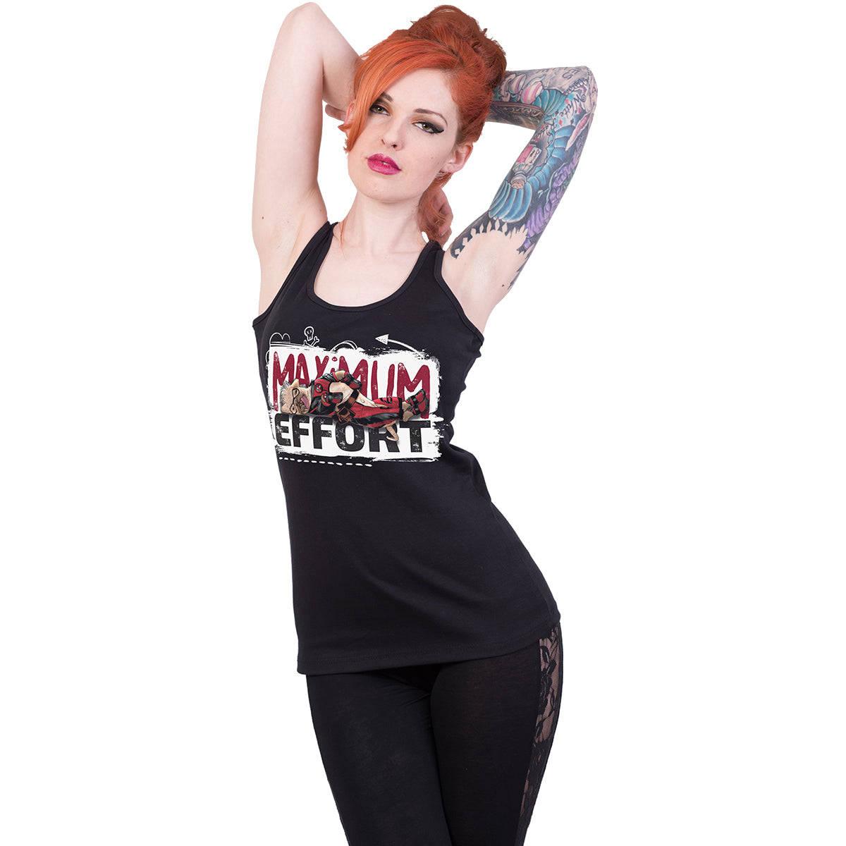Black - Back - Deadpool Womens-Ladies Maximum Effort Sleeveless Top