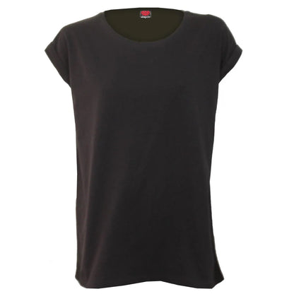 Black - Front - Spiral Womens-Ladies Loose Fit Turn Up T-Shirt