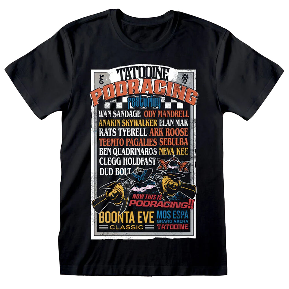 Black - Front - Star Wars Unisex Adult Podracing T-Shirt