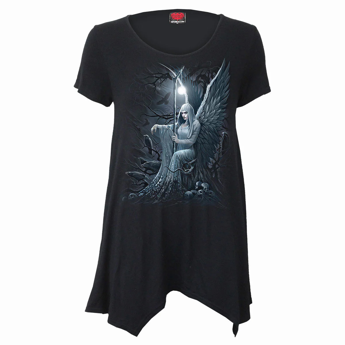 Black - Front - Spiral Womens-Ladies Smock Panel Tunic Top