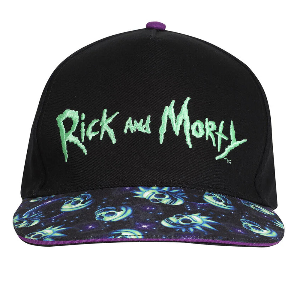 Black-Purple - Front - Rick And Morty Neon Logo Baseball Cap