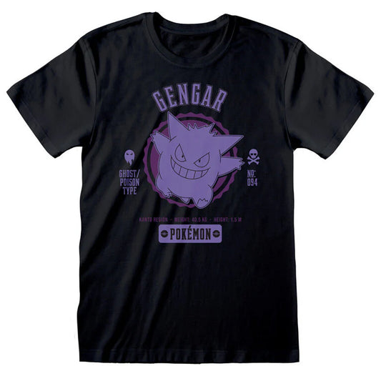 Black - Front - Pokemon Unisex Adult Gengar Collegiate T-Shirt