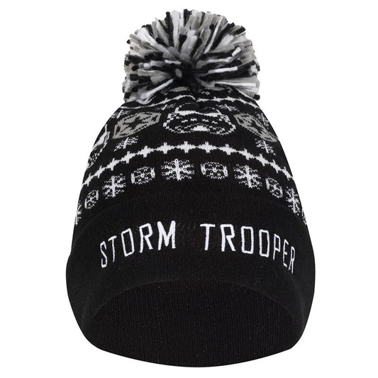 Black - Front - Star Wars Unisex Adult Storm Trooper Pom Pom Beanie