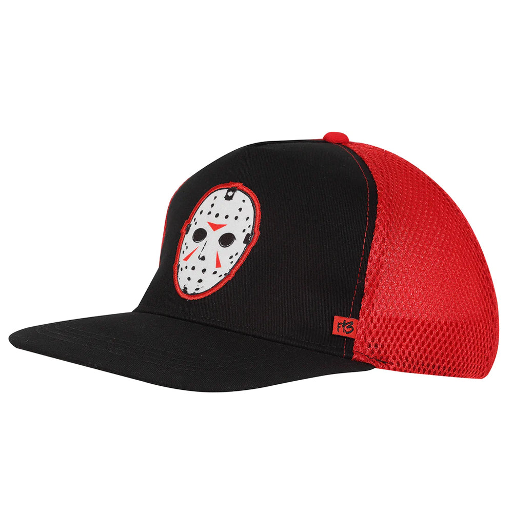 Red-Black - Side - Friday The 13th Unisex Adult Jason Voorhees Mask Cap