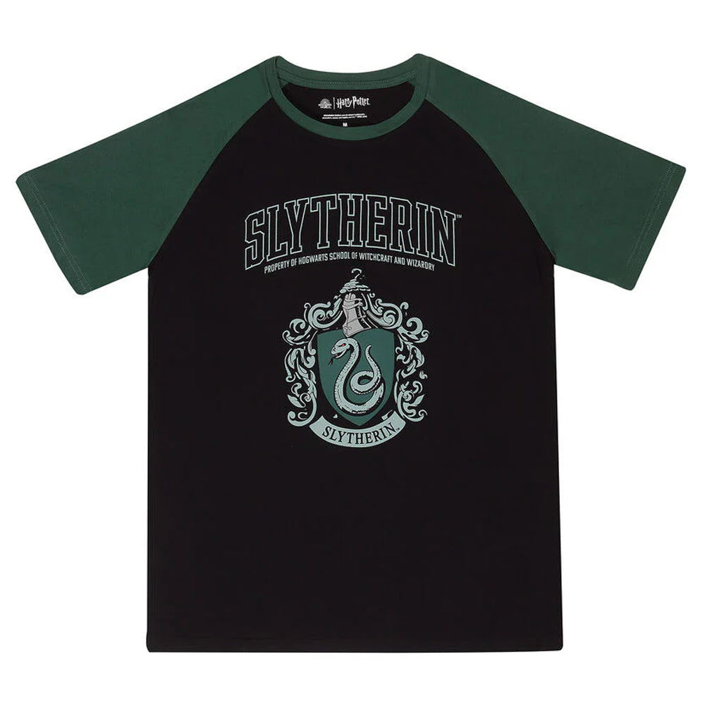 Black - Front - Harry Potter Unisex Adult Slytherin Raglan T-Shirt