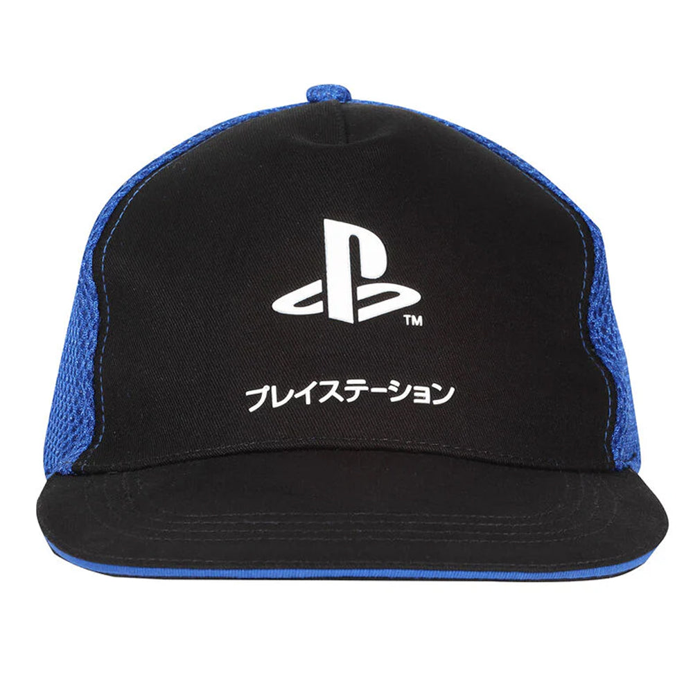 Black-Blue-Grey - Front - Playstation Katakana Logo Snapback Cap