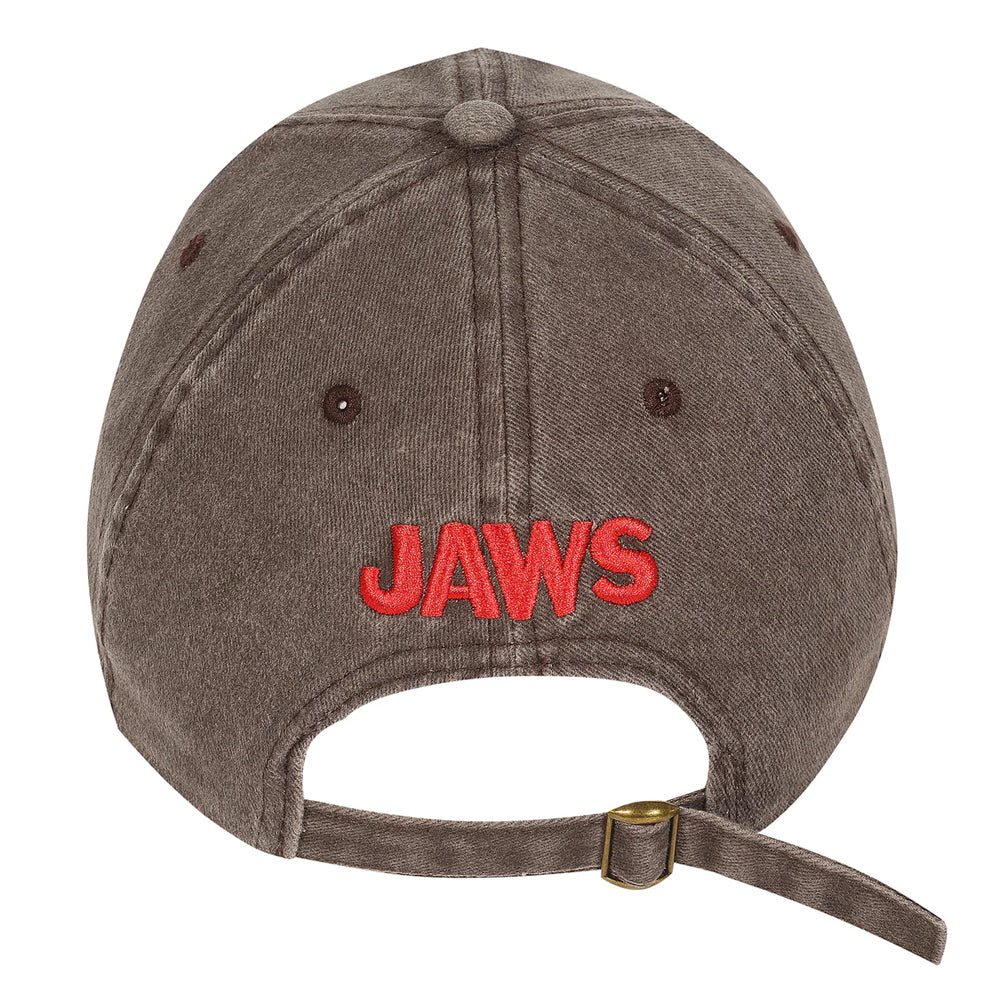 Grey - Back - Jaws Shark Tour Text Baseball Cap