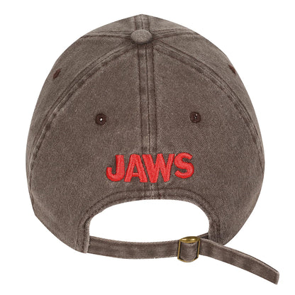 Grey - Back - Jaws Shark Tour Text Baseball Cap