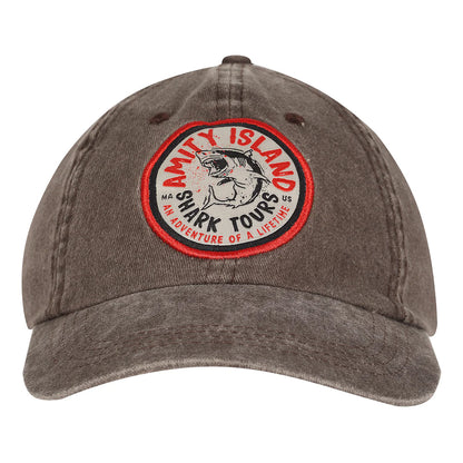 Grey - Front - Jaws Shark Tour Text Baseball Cap
