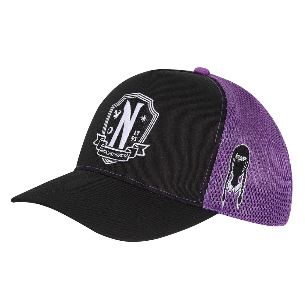 Purple-Black - Side - Wednesday Nevermore Logo Baseball Cap