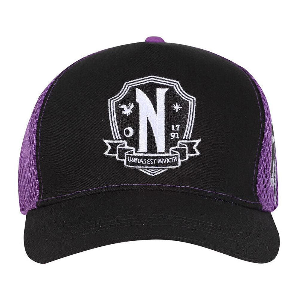 Purple-Black - Front - Wednesday Nevermore Logo Baseball Cap