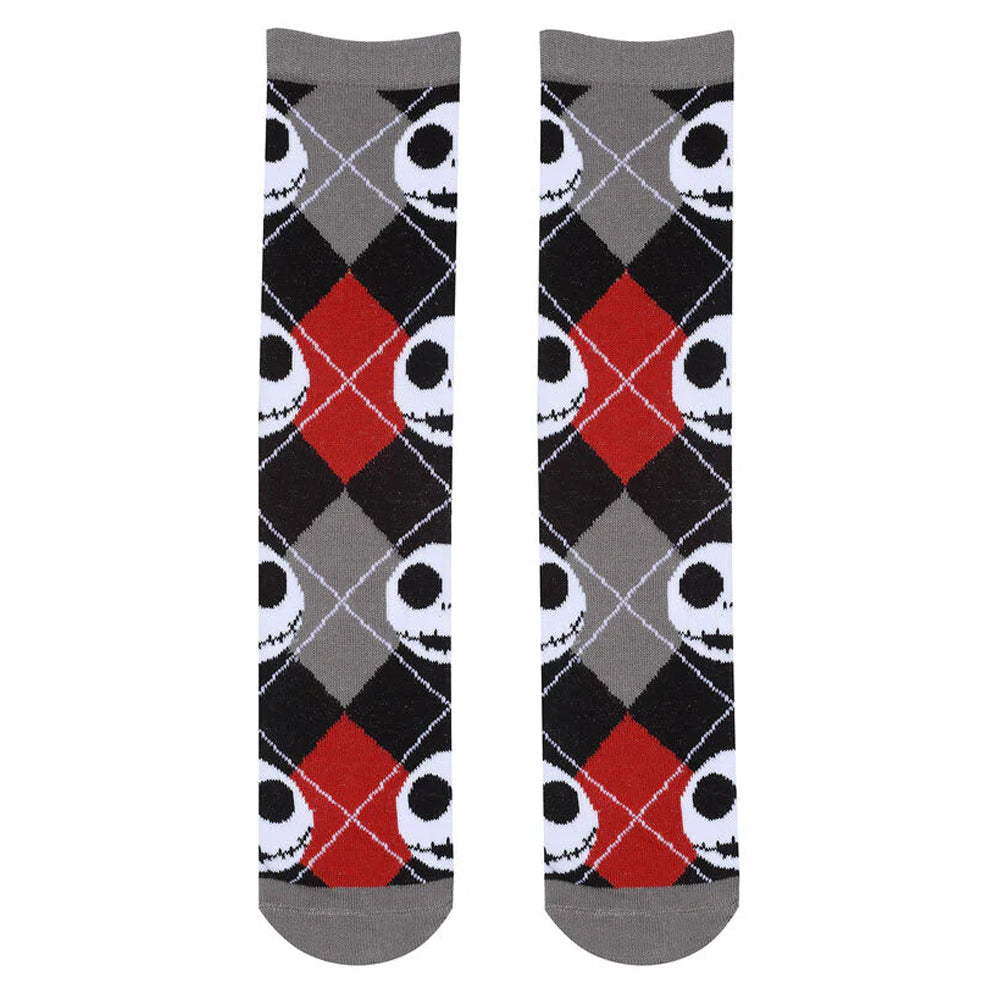 Black-Red-Grey - Back - Nightmare Before Christmas Unisex Adult Jack Skellington Logo Socks