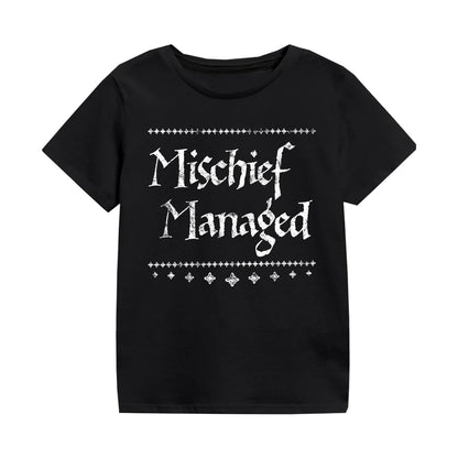 Black - Front - Harry Potter Childrens-Kids Solemnly Swear Back Print T-Shirt