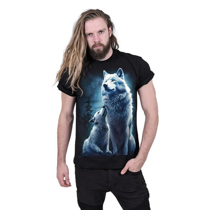 Black - Side - Spiral Direct Unisex Adult Wolf Guardian T-Shirt
