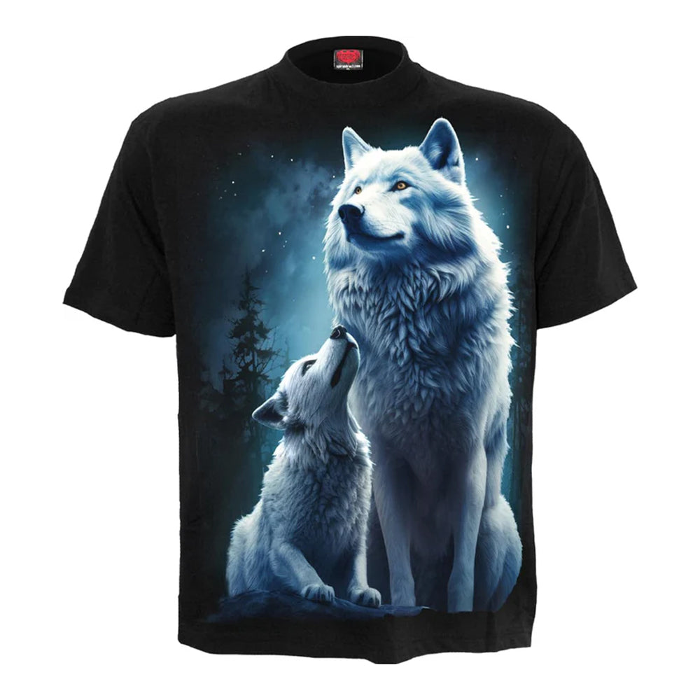 Black - Front - Spiral Direct Unisex Adult Wolf Guardian T-Shirt