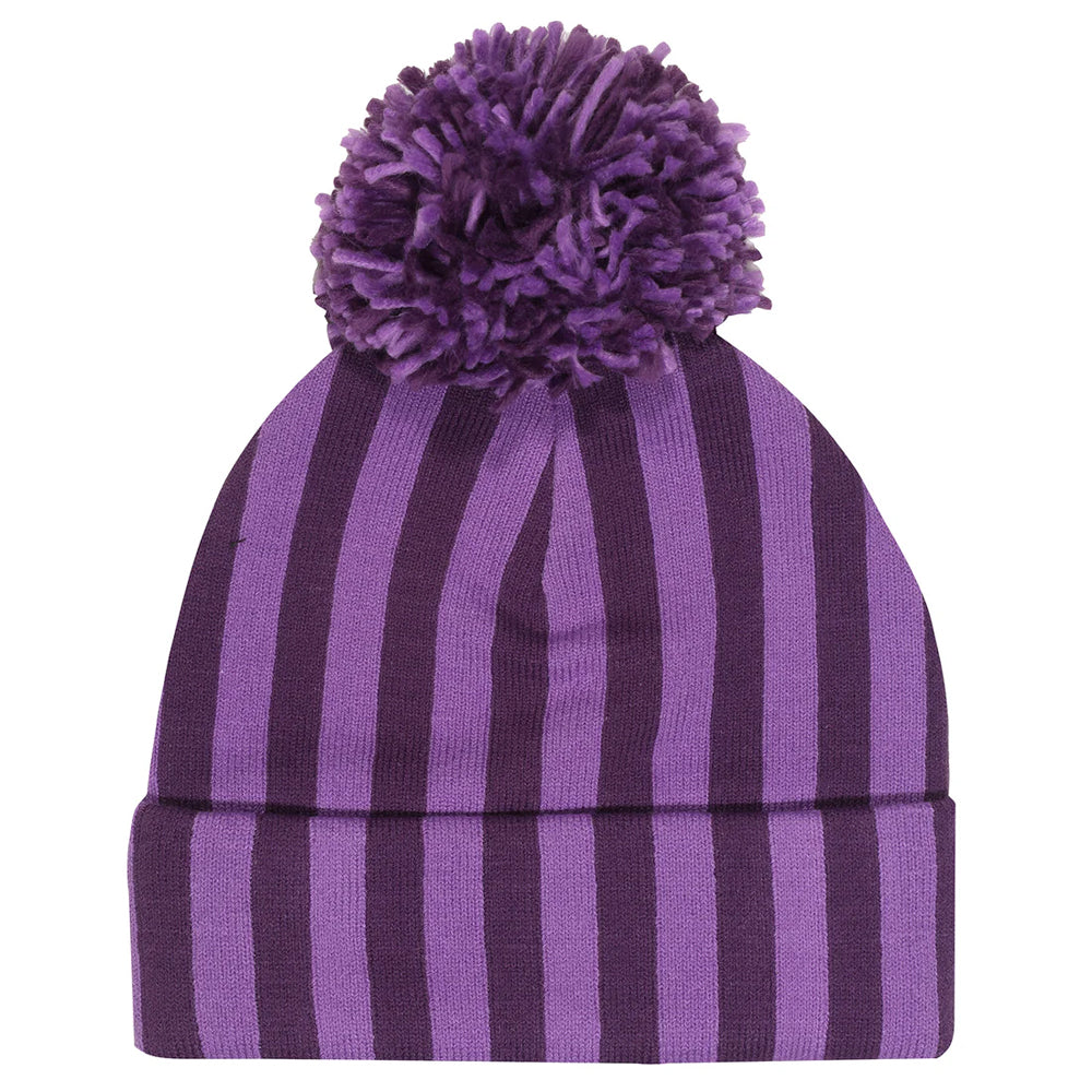 Purple - Back - Wednesday Unisex Adult Nevermore Stripes Logo Beanie