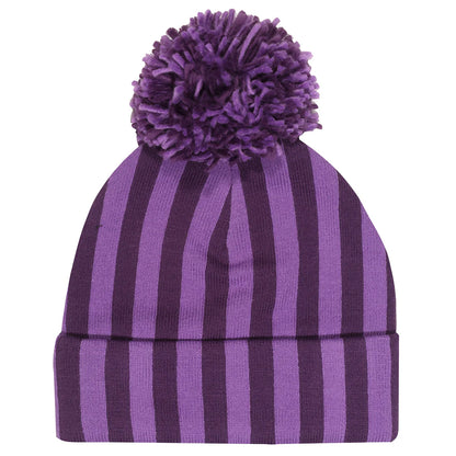Purple - Back - Wednesday Unisex Adult Nevermore Stripes Logo Beanie
