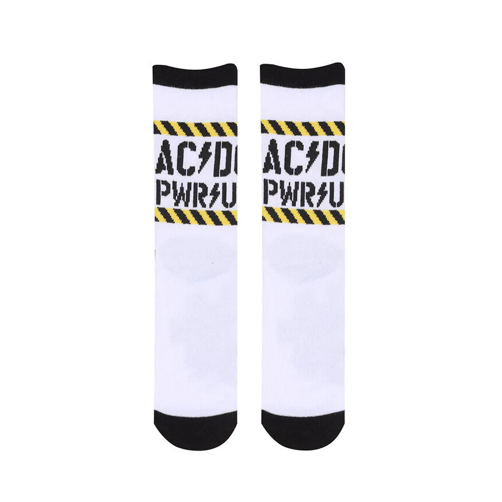 White-Black-Yellow - Back - ACDC Unisex Adult Power Up Socks (Pack of 2)