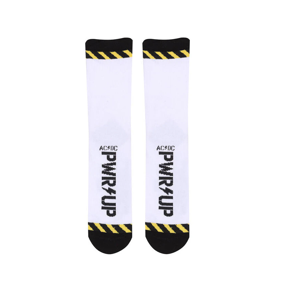 White-Black-Yellow - Side - ACDC Unisex Adult Power Up Socks (Pack of 2)
