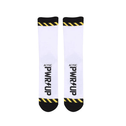 White-Black-Yellow - Side - ACDC Unisex Adult Power Up Socks (Pack of 2)