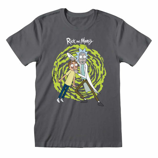 Charcoal - Front - Rick And Morty Unisex Adult Spiral T-Shirt