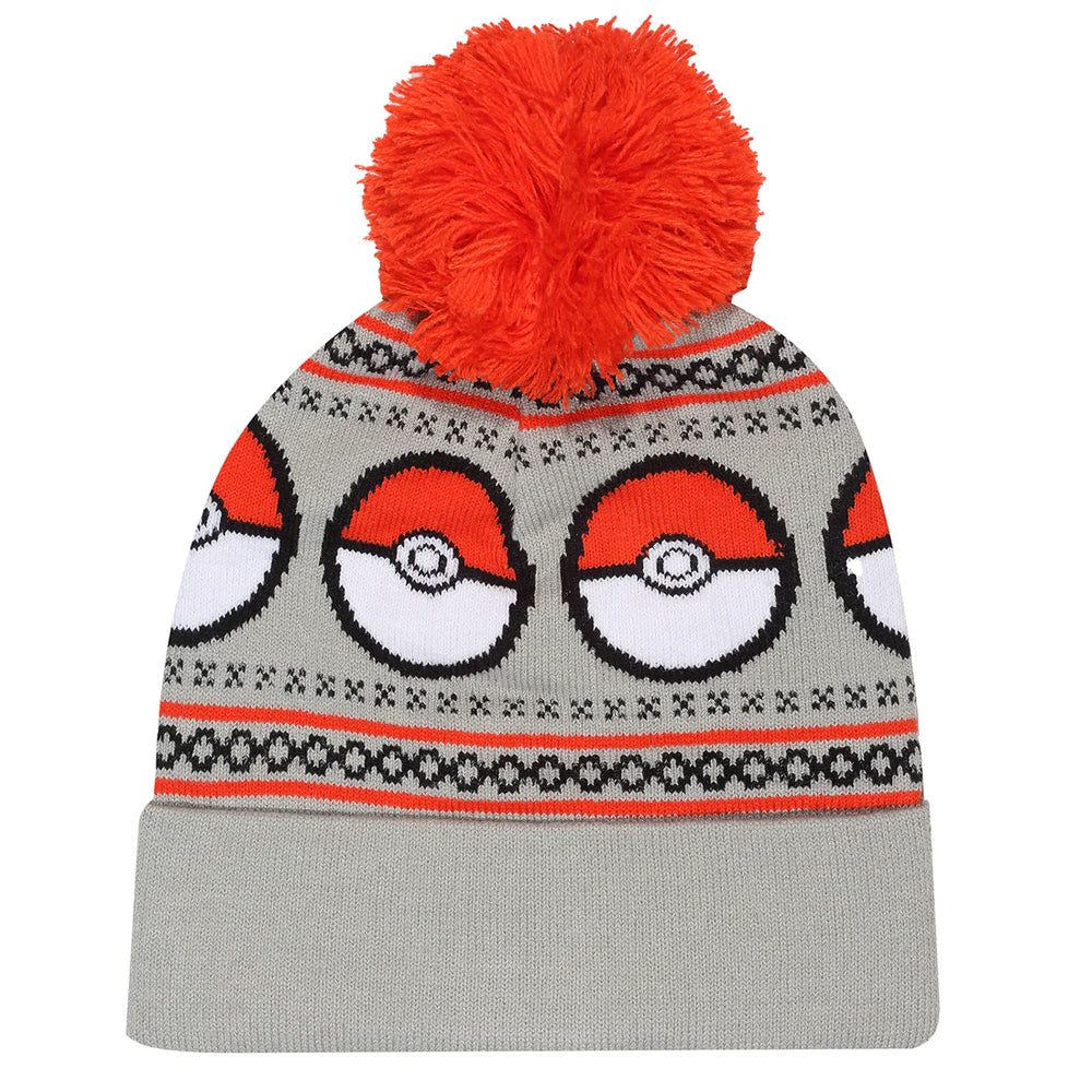 Grey - Back - Pokemon Pokeball Acrylic Beanie