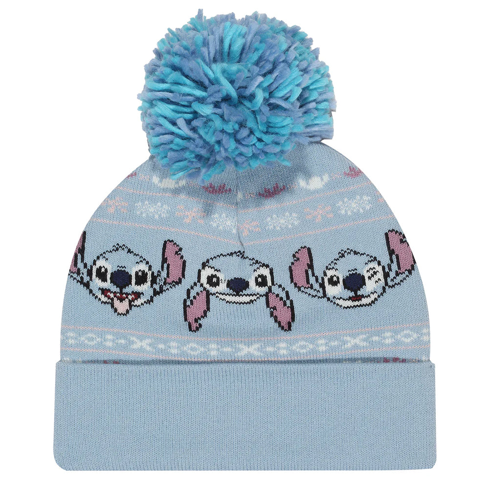 Blue - Back - Lilo & Stitch Pom Pom Skiing Beanie