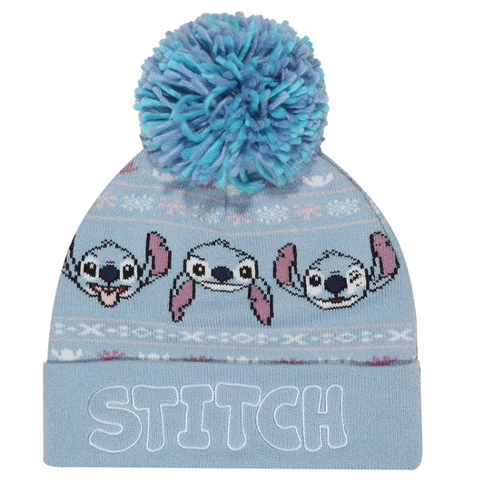 Blue - Front - Lilo & Stitch Pom Pom Skiing Beanie