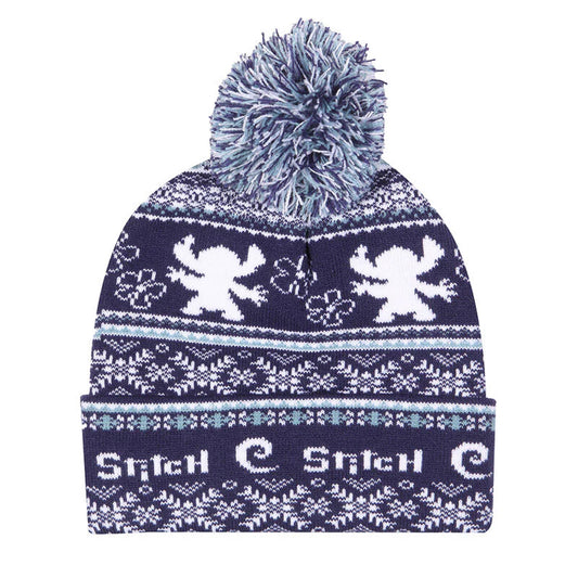 Blue - Front - Lilo & Stitch Fair Isle Pom Pom Beanie