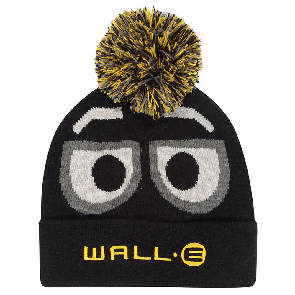 Black - Front - Wall-E Unisex Adult Face Pom Pom Beanie