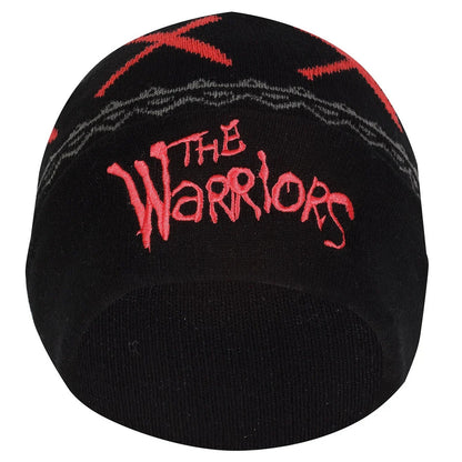 Black-Red - Side - The Warriors Unisex Adult Logo Acrylic Beanie