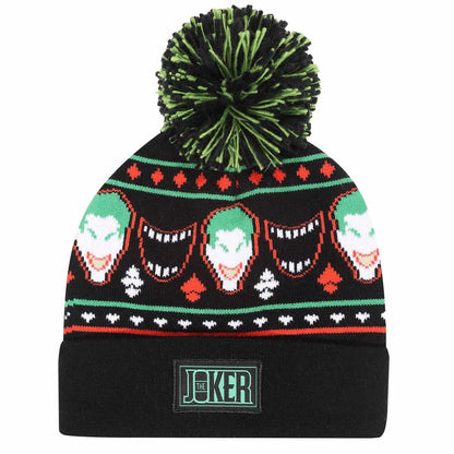 Black - Front - Batman Unisex Adult The Joker Pom Pom Skiing Beanie