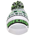 White-Green - Side - Minecraft Unisex Adult Creeper Pom Pom Skiing Beanie