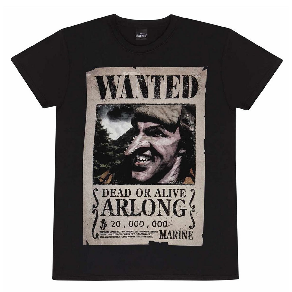 Black - Front - One Piece Unisex Adult Arlong Wanted Poster T-Shirt