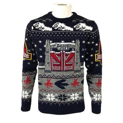 Multicoloured - Front - Jurassic Park Unisex Adult Gates Christmas Jumper