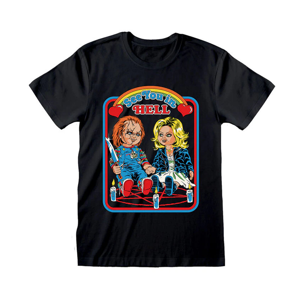 Black - Front - Steven Rhodes Unisex Adult See You In Hell Chucky T-Shirt